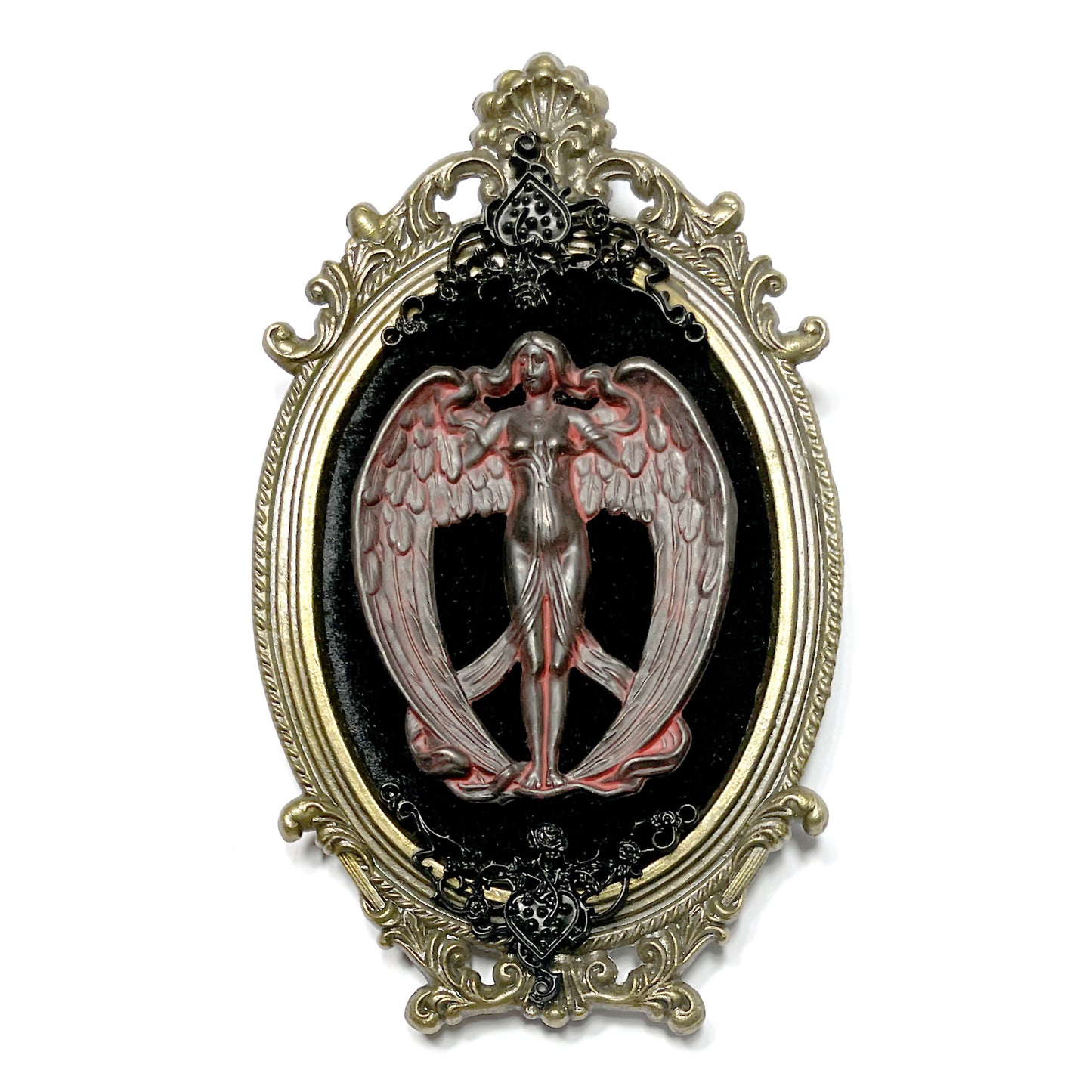 Black and Red Angel Antique Framed Gothic Home Deco