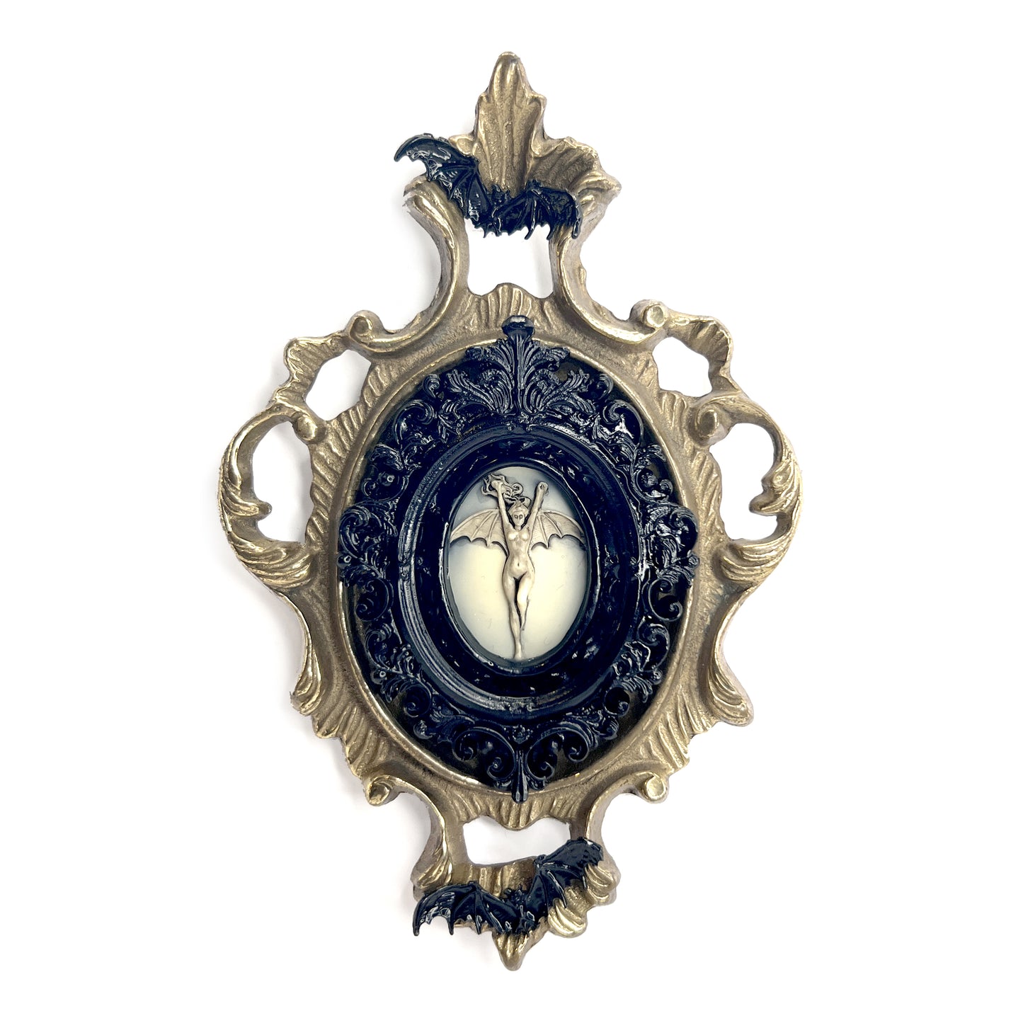 Bat Woman with Bats Antique Framed Gothic Home Deco
