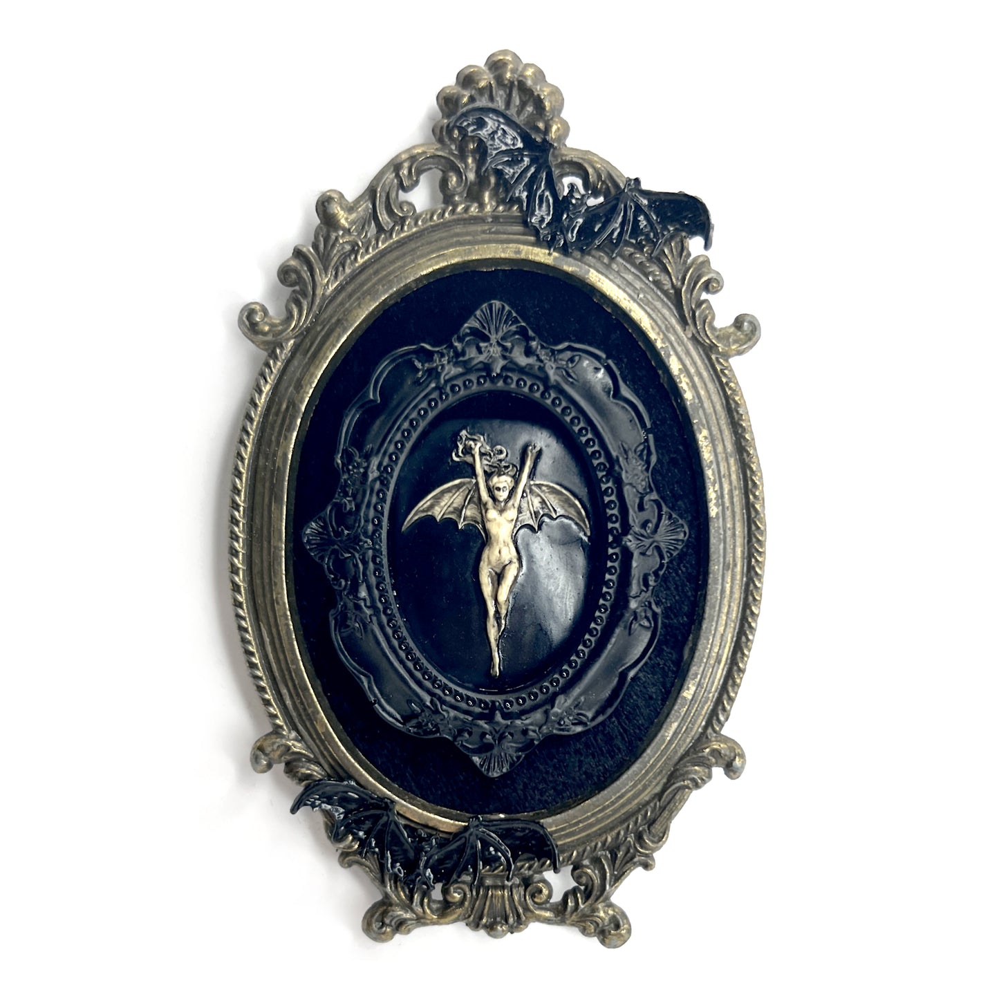 Bat Woman Antique Framed Gothic Home Deco