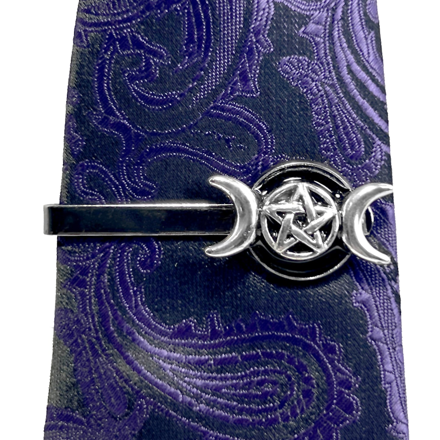Gunmetal Pentacle and Moons Tie Clip