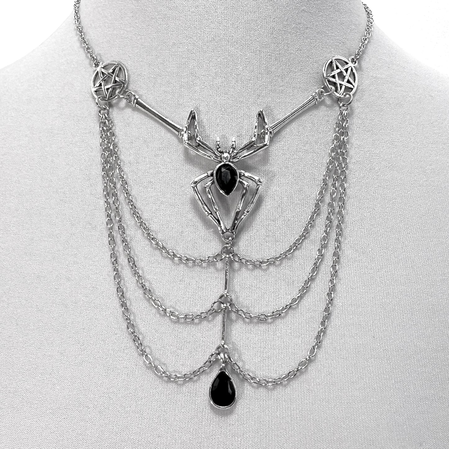 Spider and Pentacles Multistrand Gothic Necklace