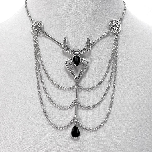 Spider and Pentacles Multistrand Gothic Necklace
