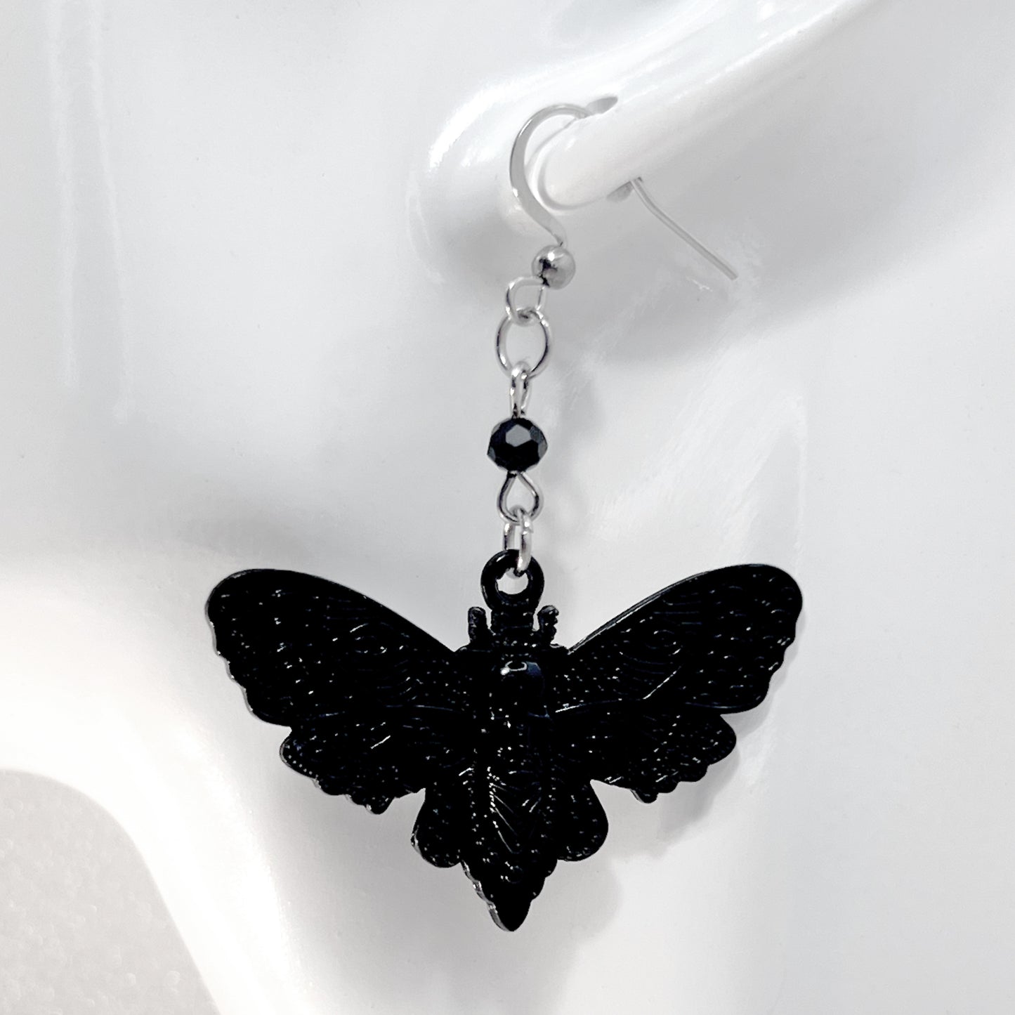 Black Death Head Moth Earrings