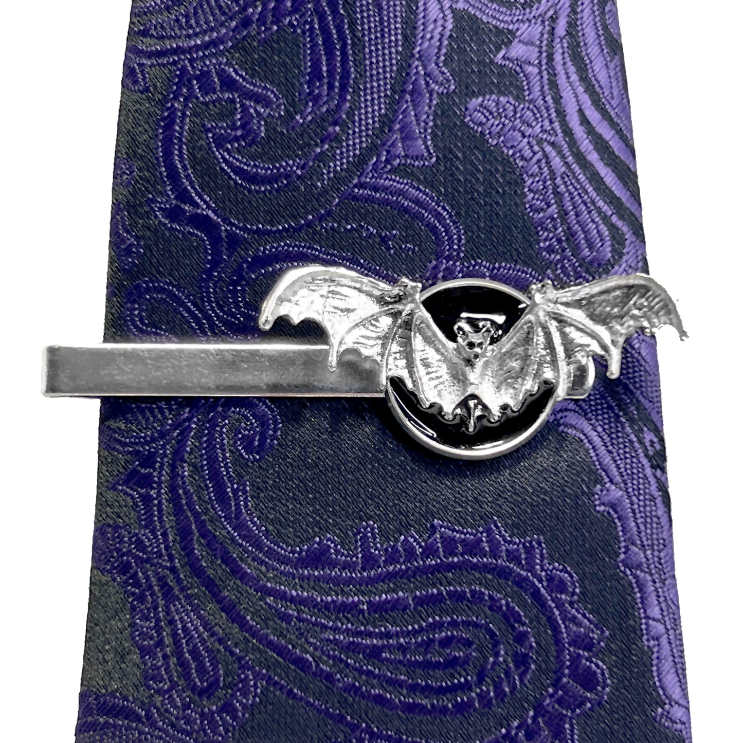 Silver Bat Tie Clip
