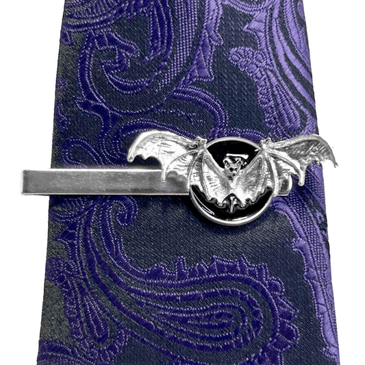 Silver Bat Tie Clip