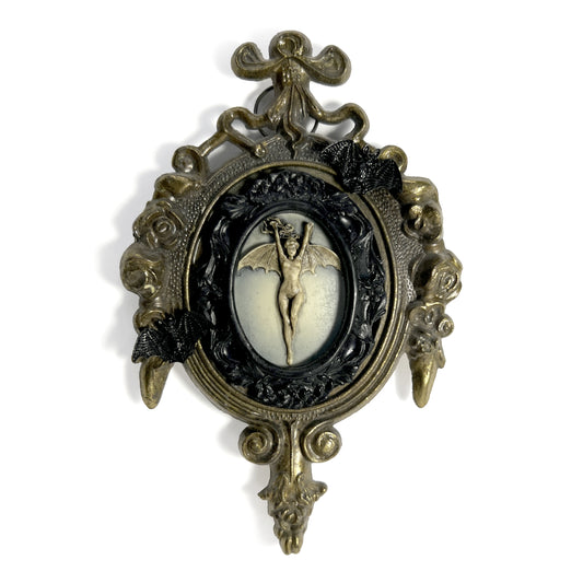Bat Woman with Bats Antique Framed Home Deco