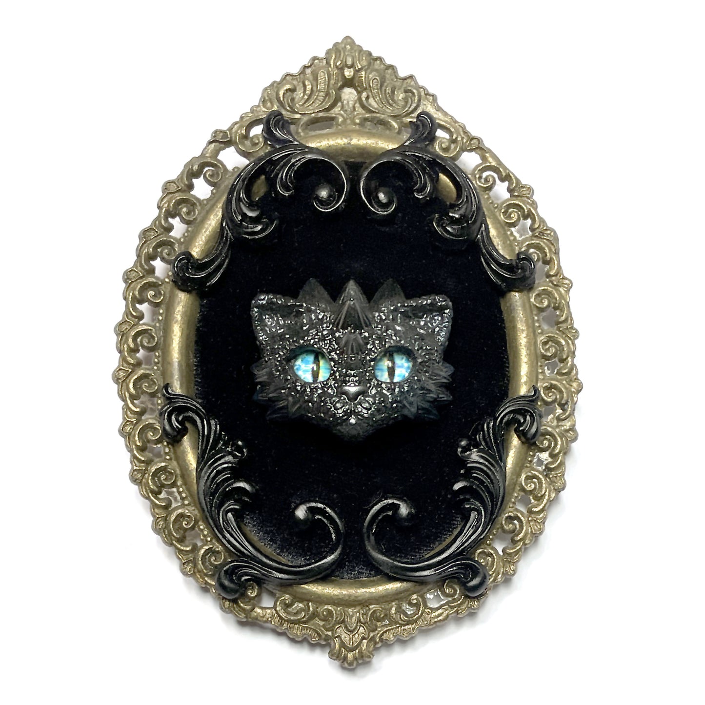 Black Dragon Cat Antique Framed Gothic Home Deco