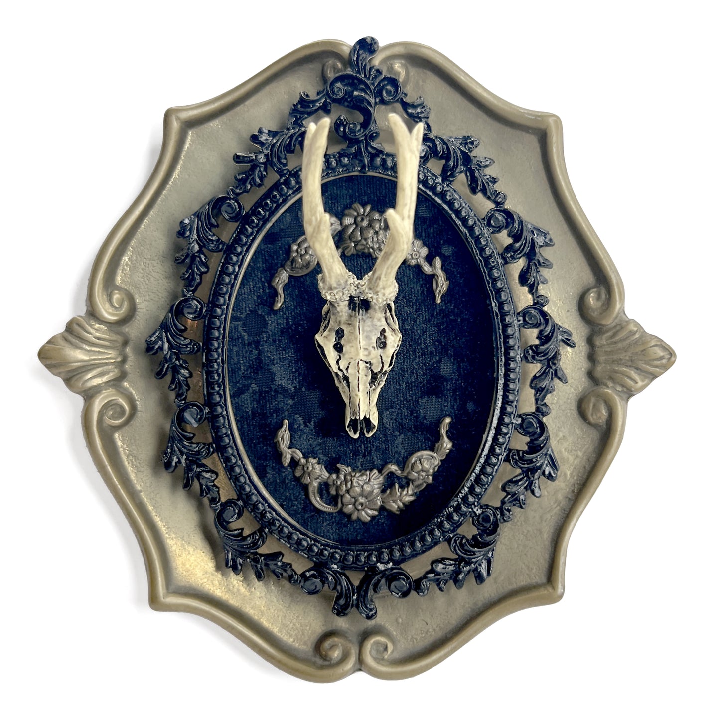 Resin Deer Skull Antique Framed Gothic Home Deco