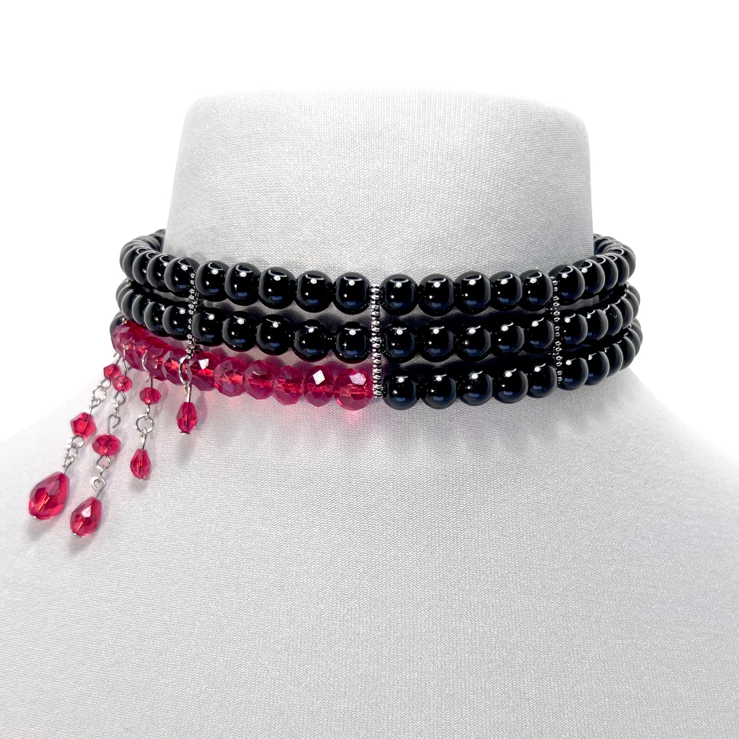 Black and Red Blood Drops Gothic Choker Necklace