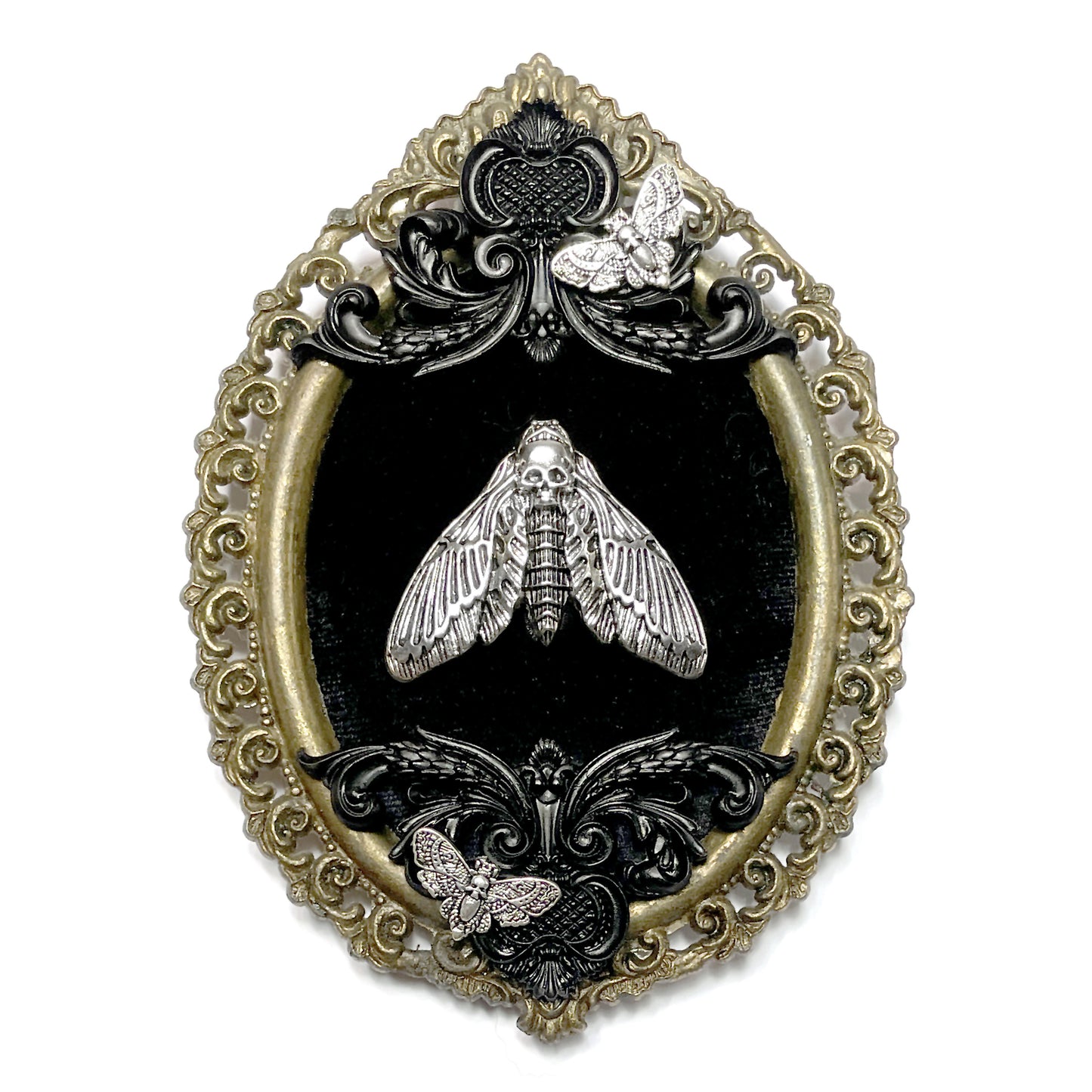 Folded Death Head Moth Antique Framed Gothic Home Deco