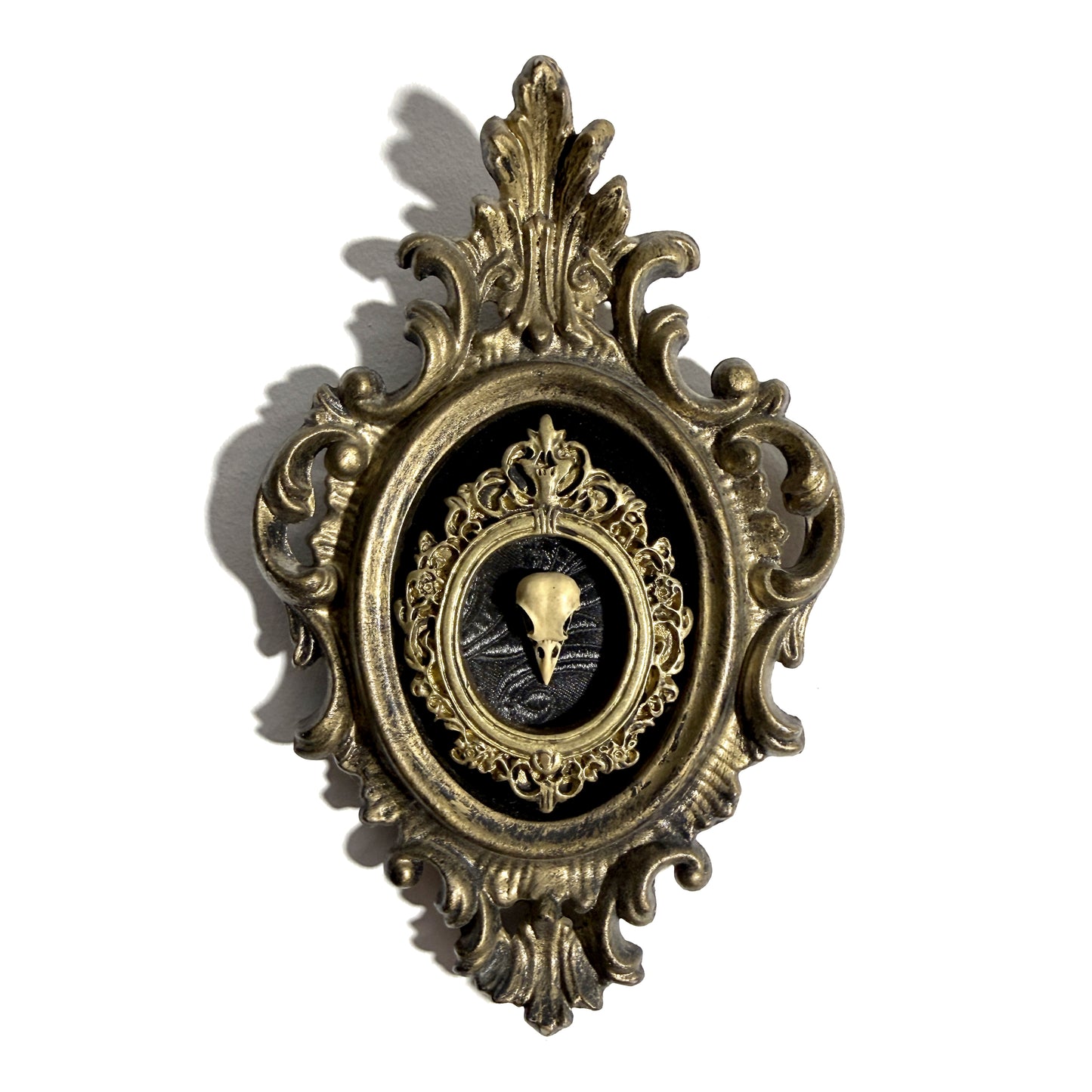 Resin Bird Skull Antique Framed Home Deco