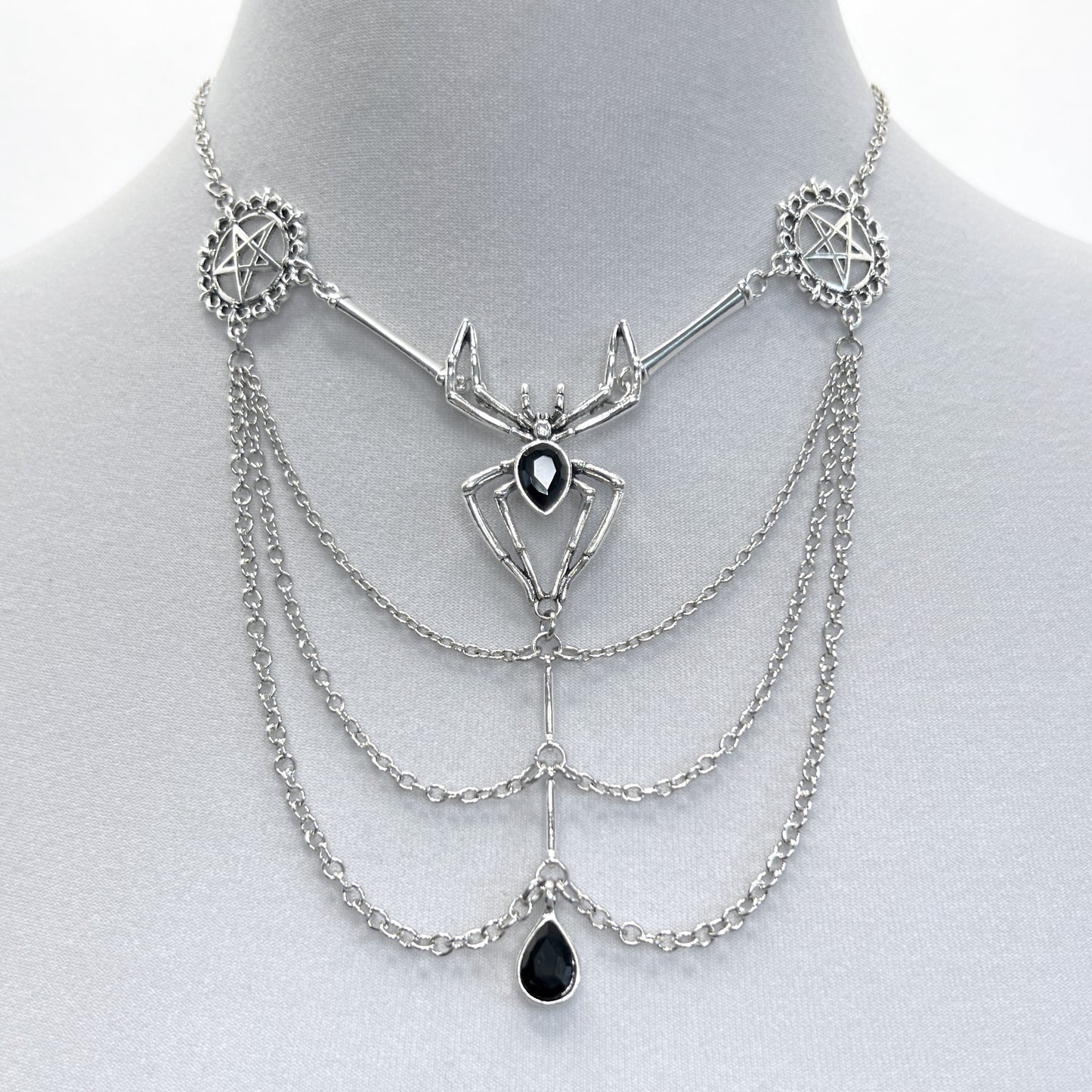 Spider and Pentacles Multistrand Gothic Necklace