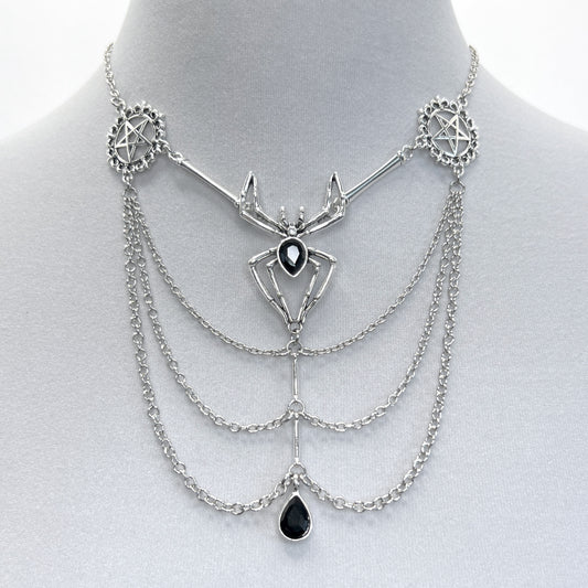 Spider and Pentacles Multistrand Gothic Necklace