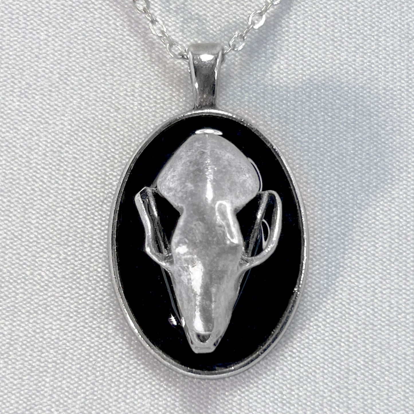 Silver Metal Bat Skull Necklace