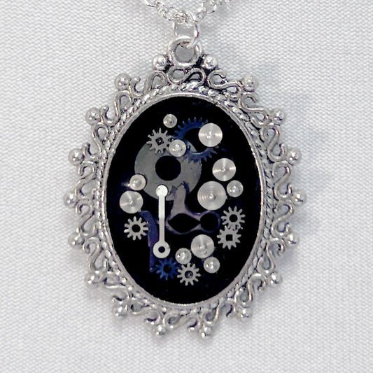 Watch Gears on Silver Steampunk Necklace