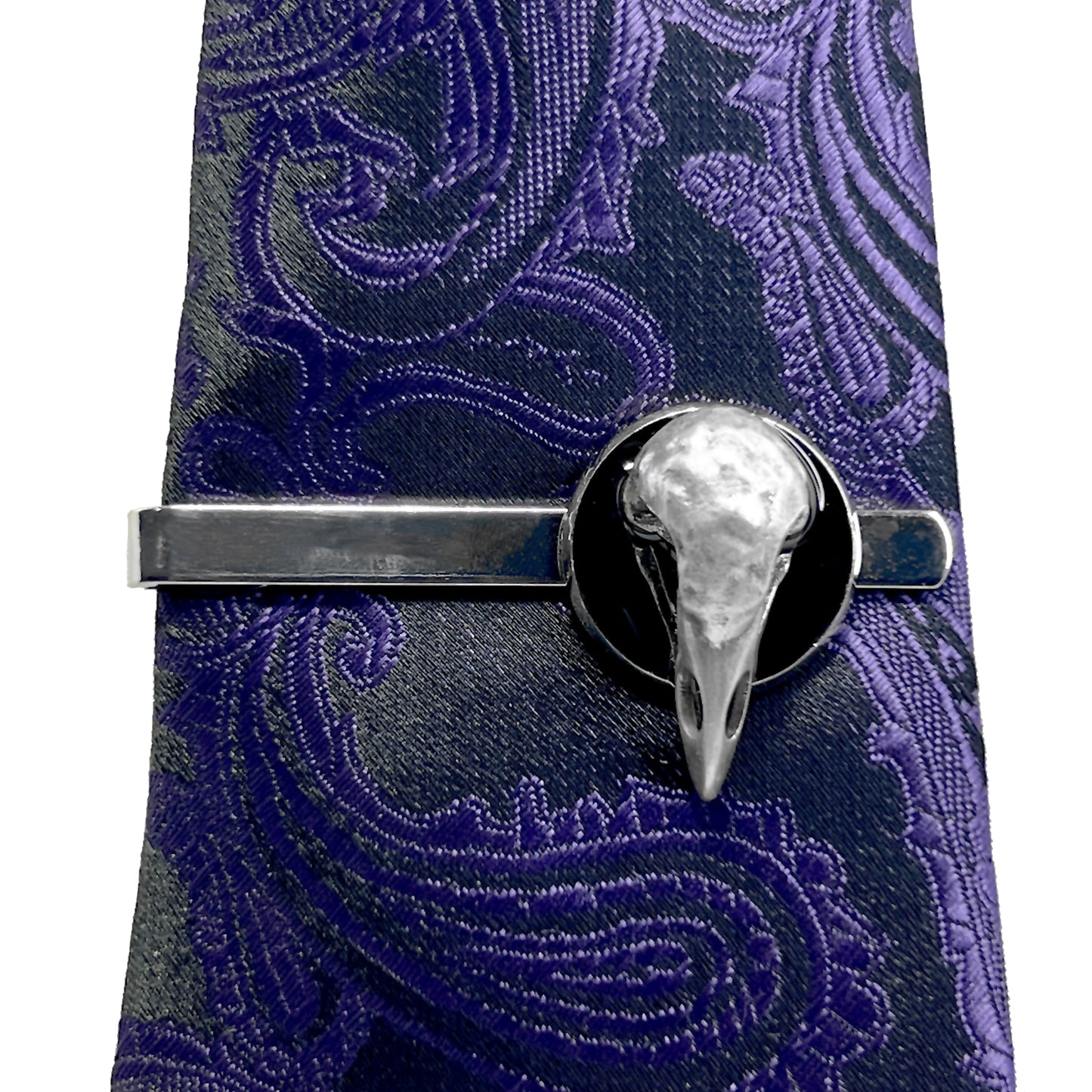 Silver Metal Bird Skull Tie Clip