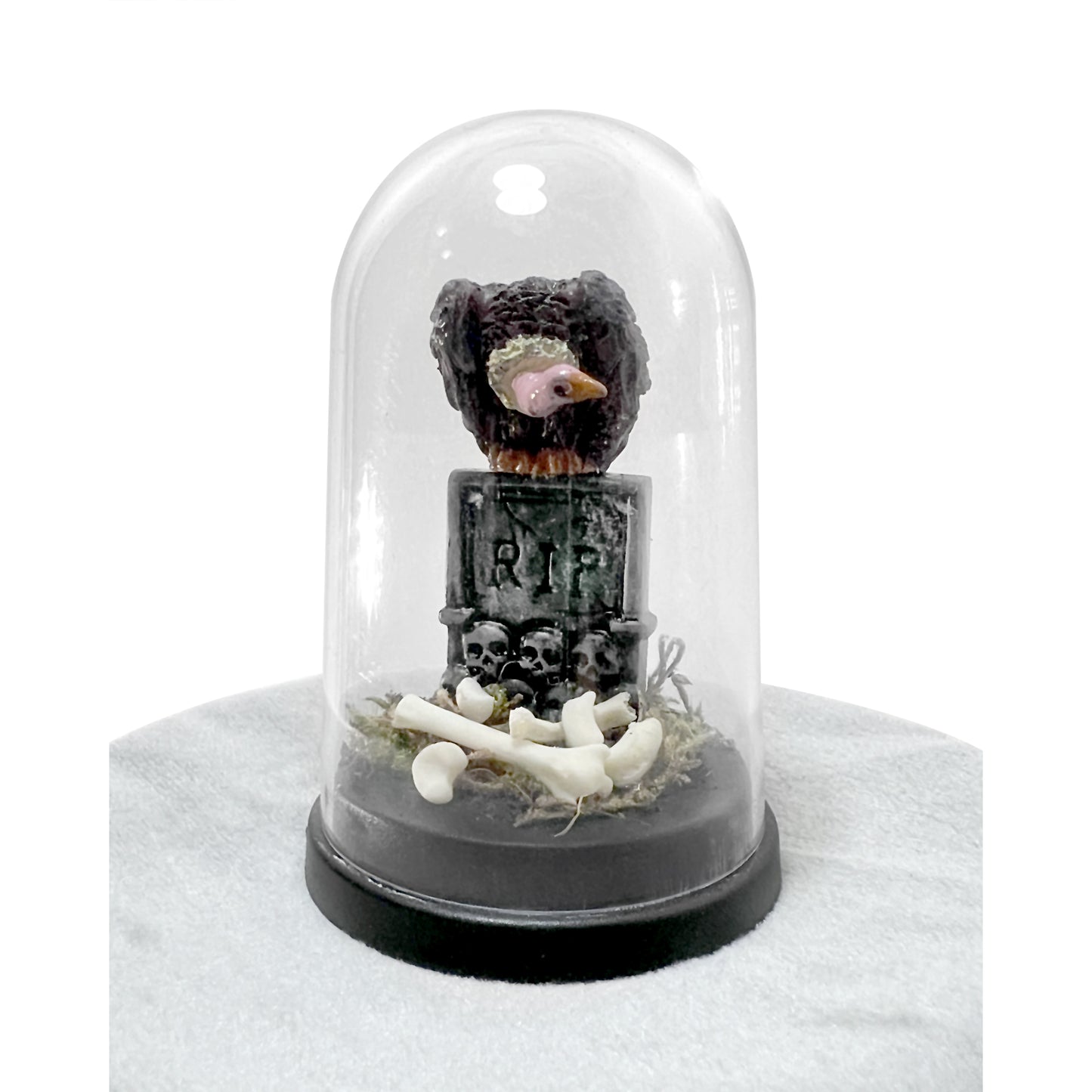 Vulture on Gravestones with Bones Bell Jar