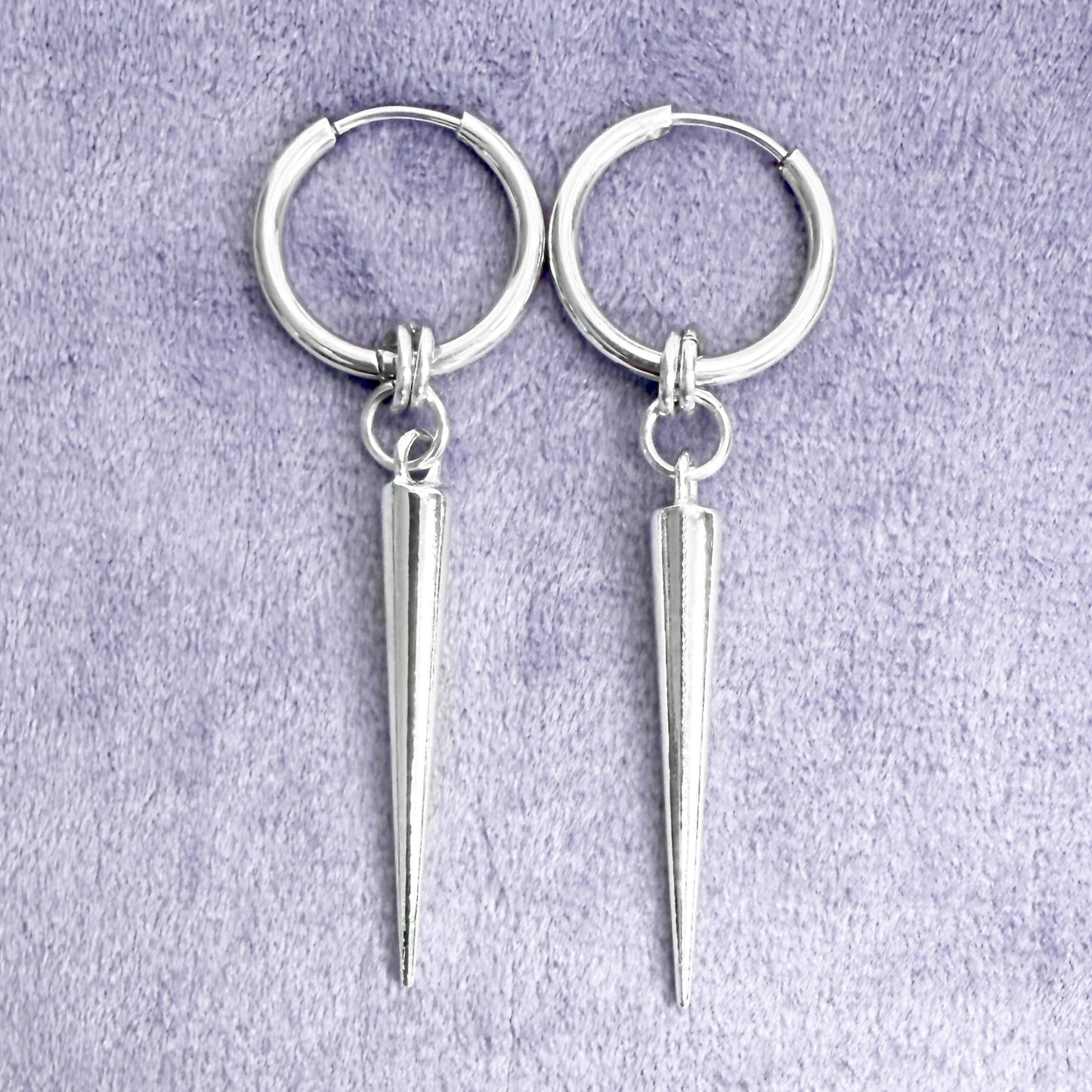 Silver Hoop and Spike Earrings