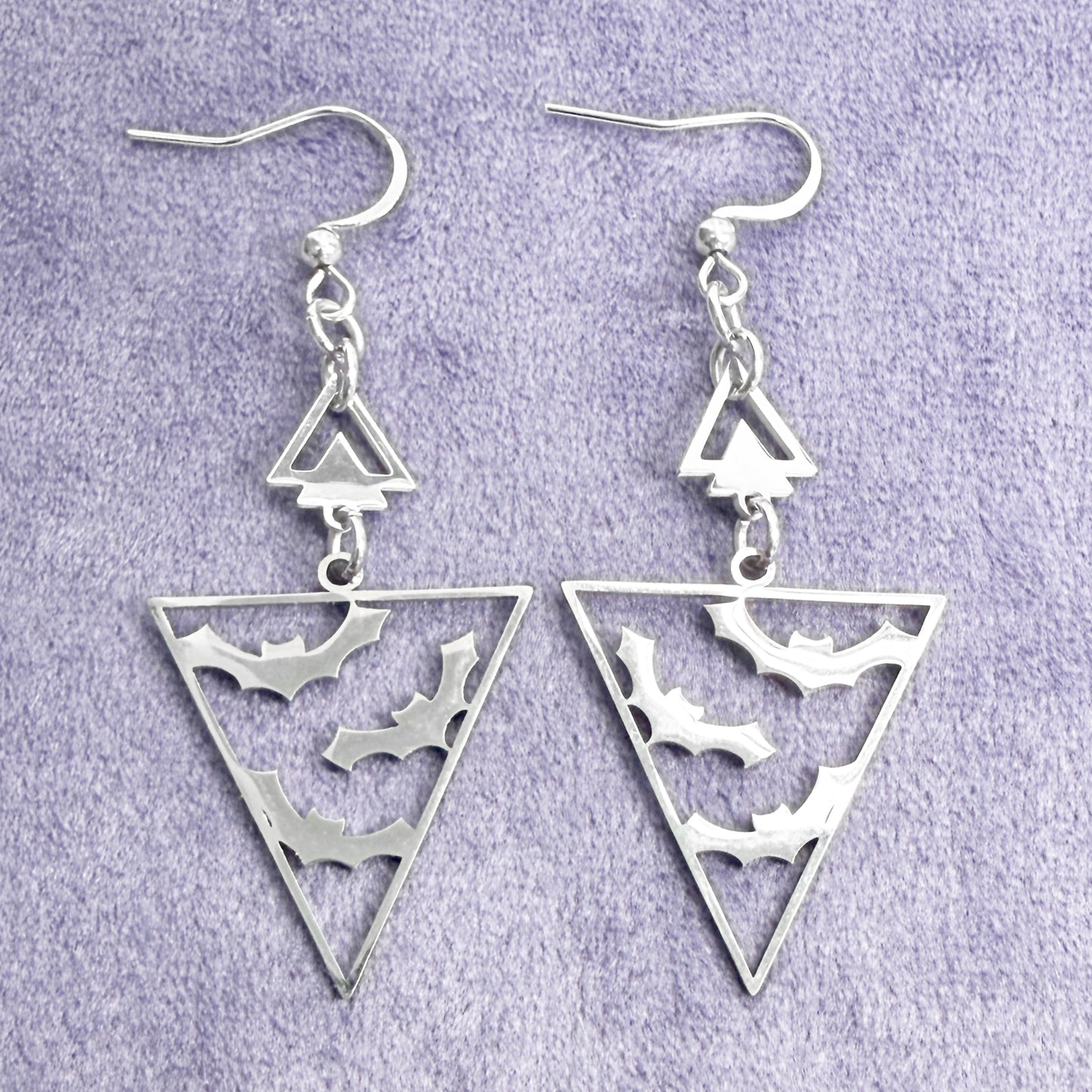 Flying Bats Triangle Earrings