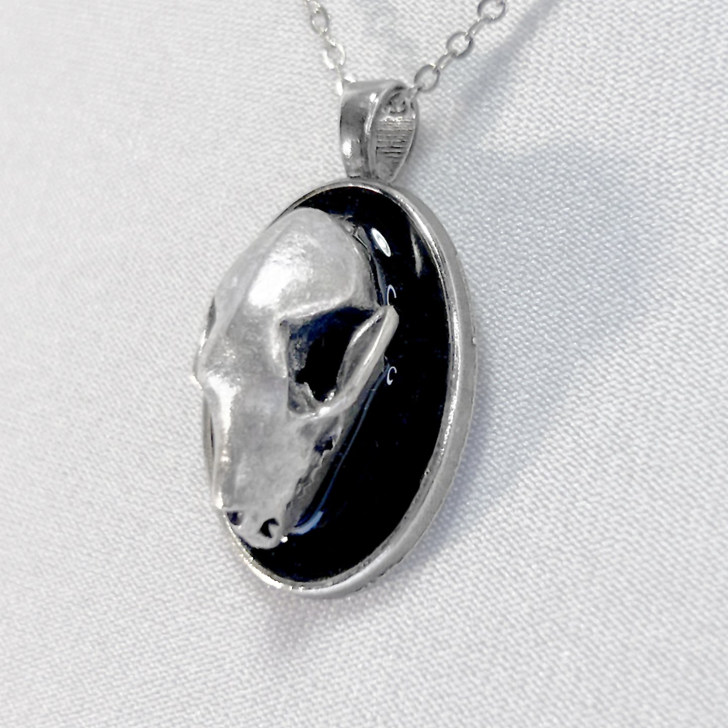 Silver Metal Bat Skull Necklace