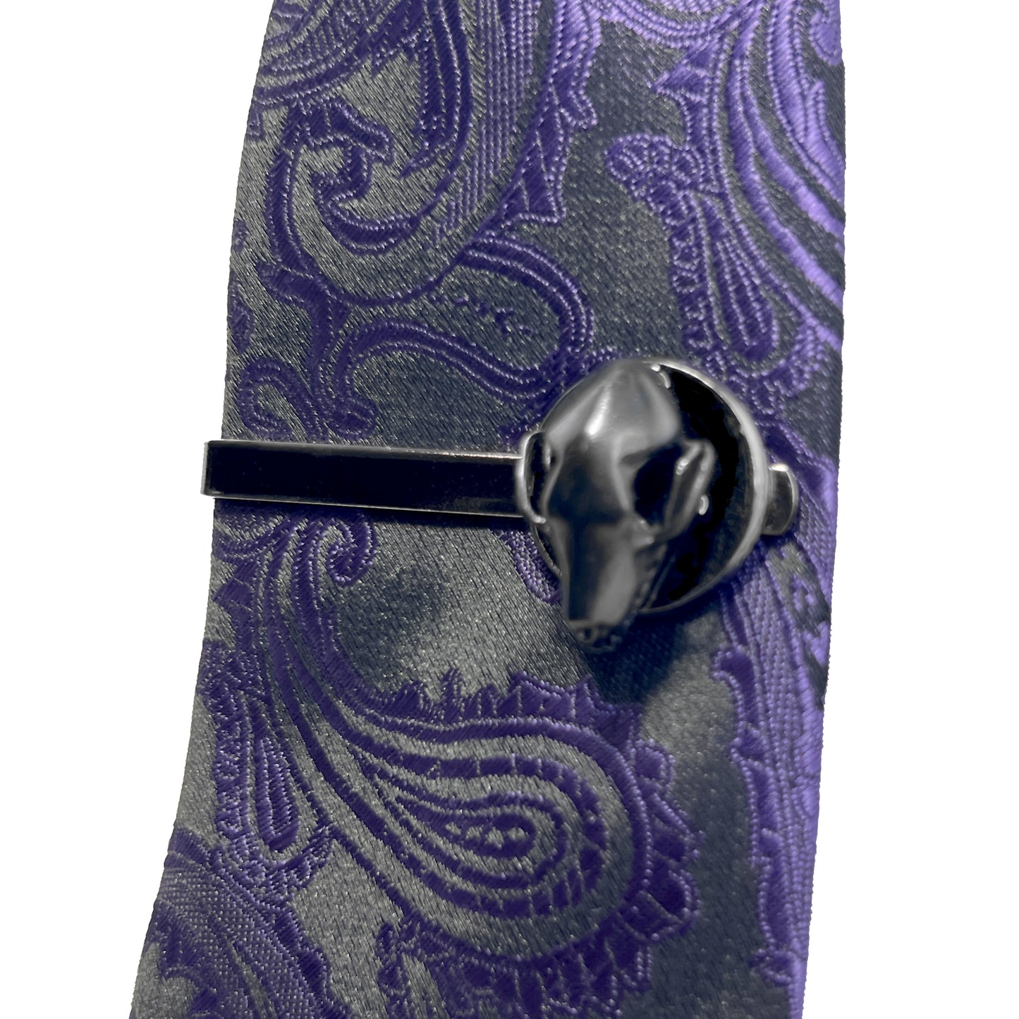 Gunmetal Bat Skull Tie Clip