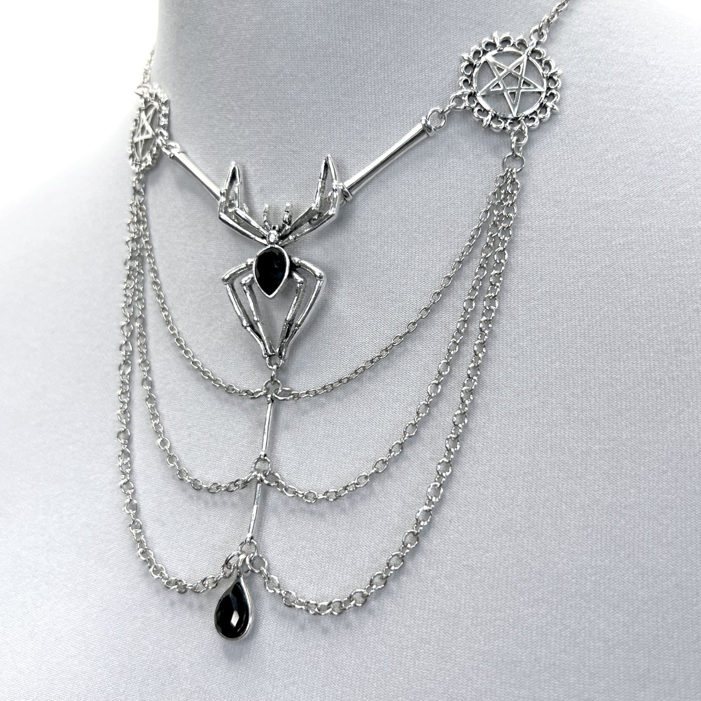 Spider and Pentacles Multistrand Gothic Necklace