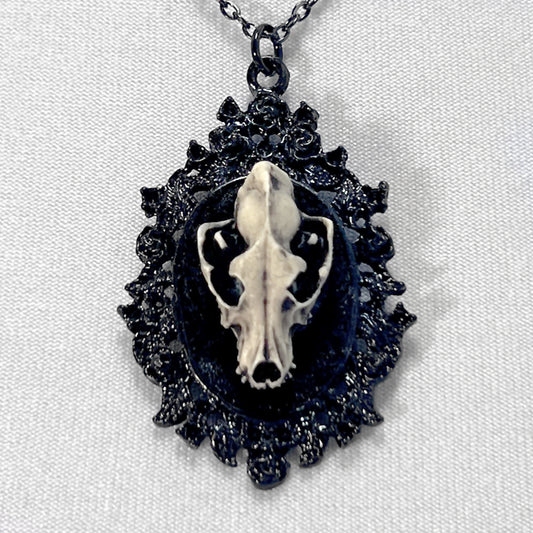 Small Resin Wolf Skull Necklace