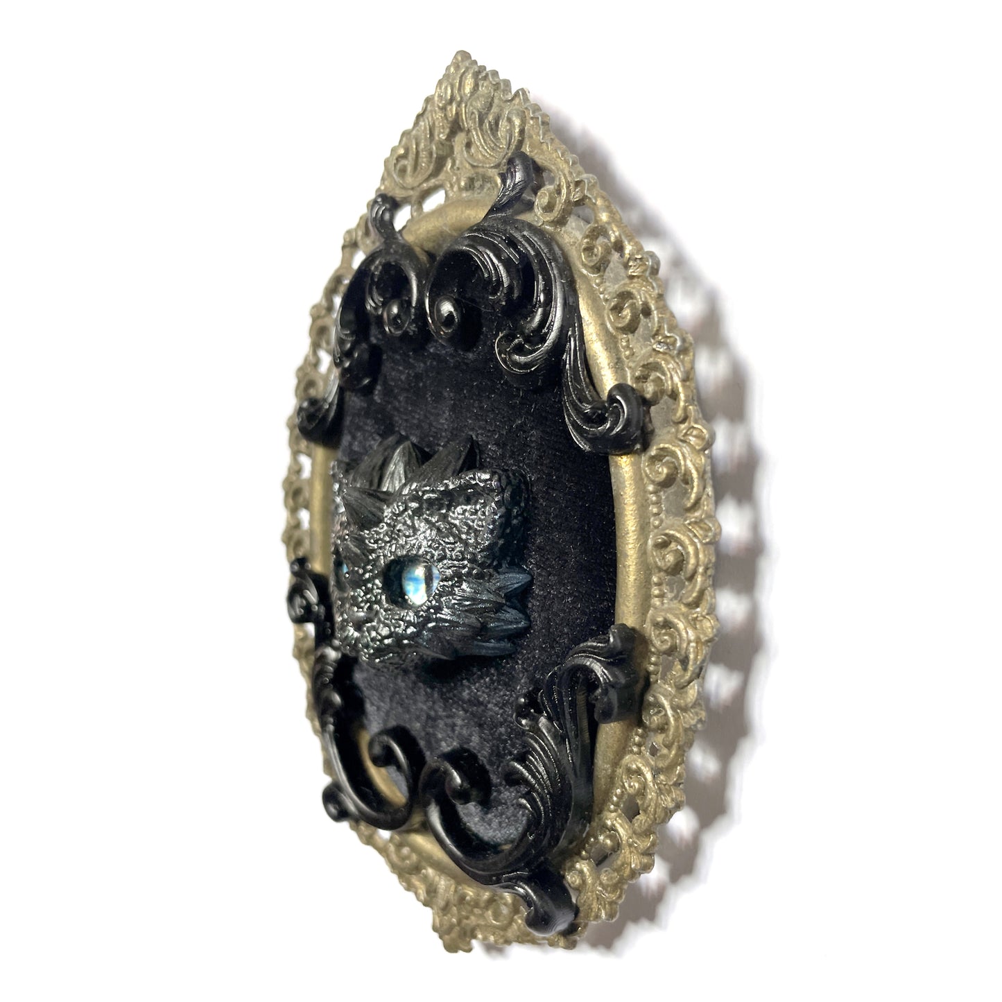 Black Dragon Cat Antique Framed Gothic Home Deco