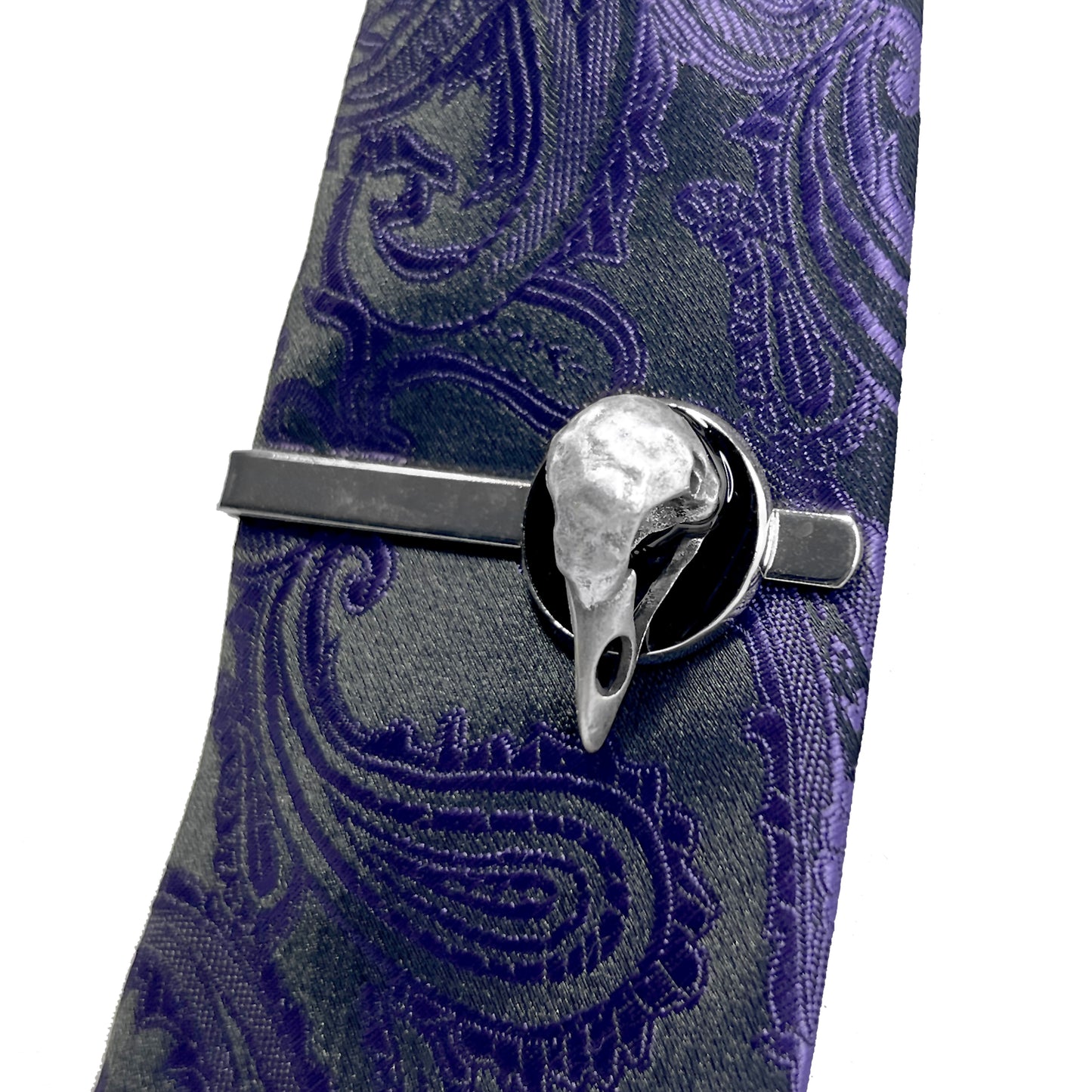 Silver Metal Bird Skull Tie Clip