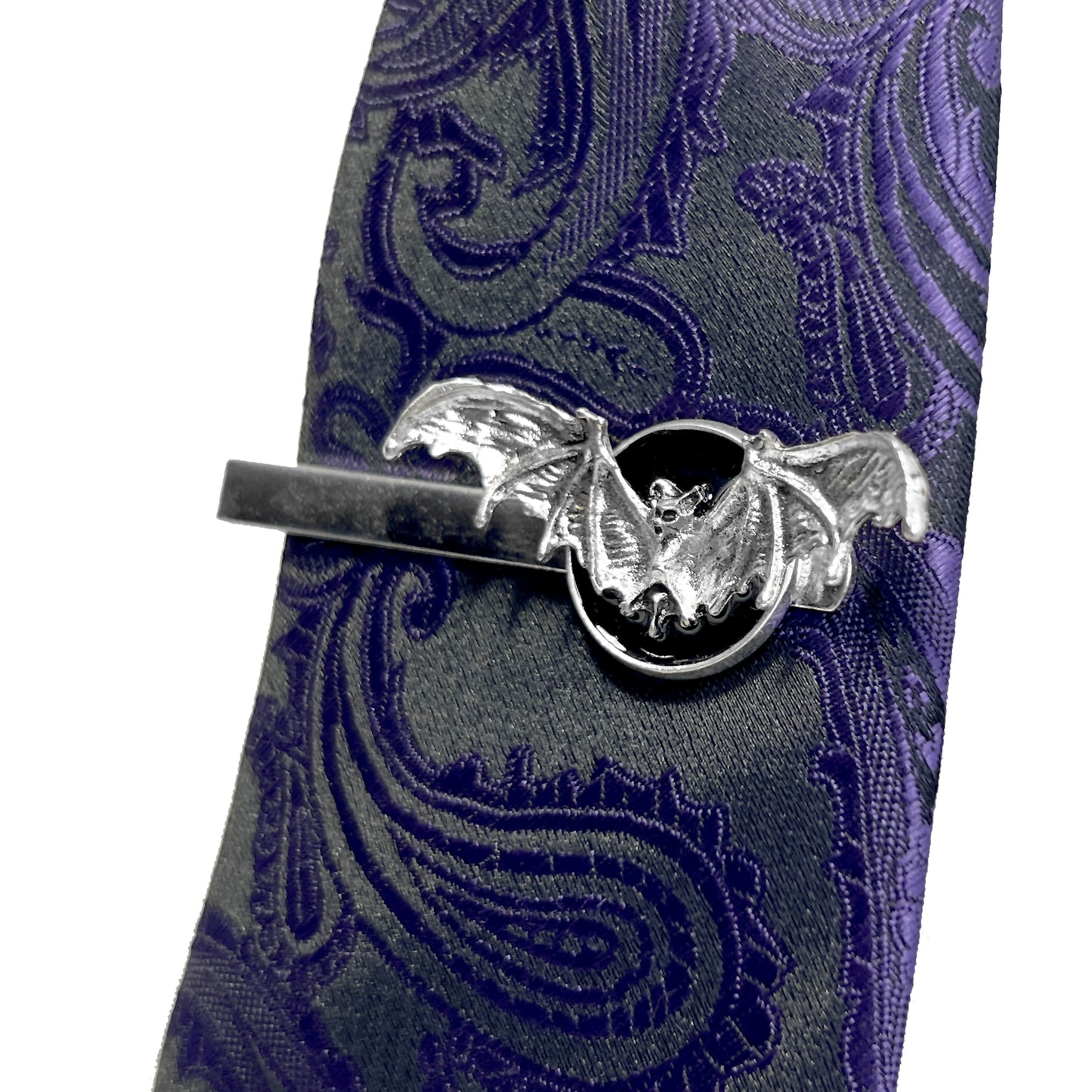Silver Bat Tie Clip