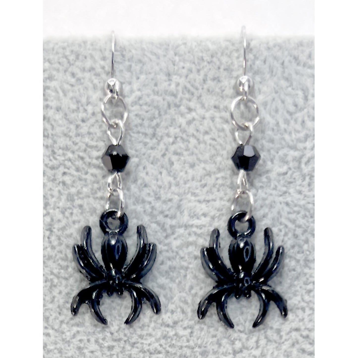 Black Spider and Bead Earrings