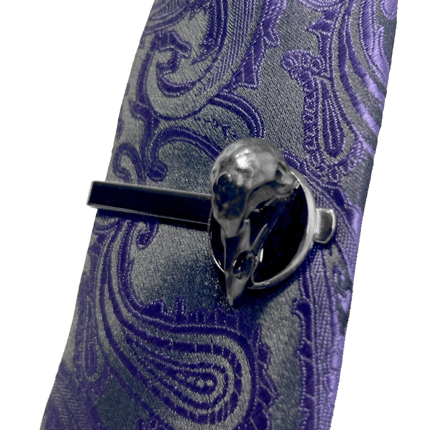Gunmetal Metal Bird Skull Tie Clip