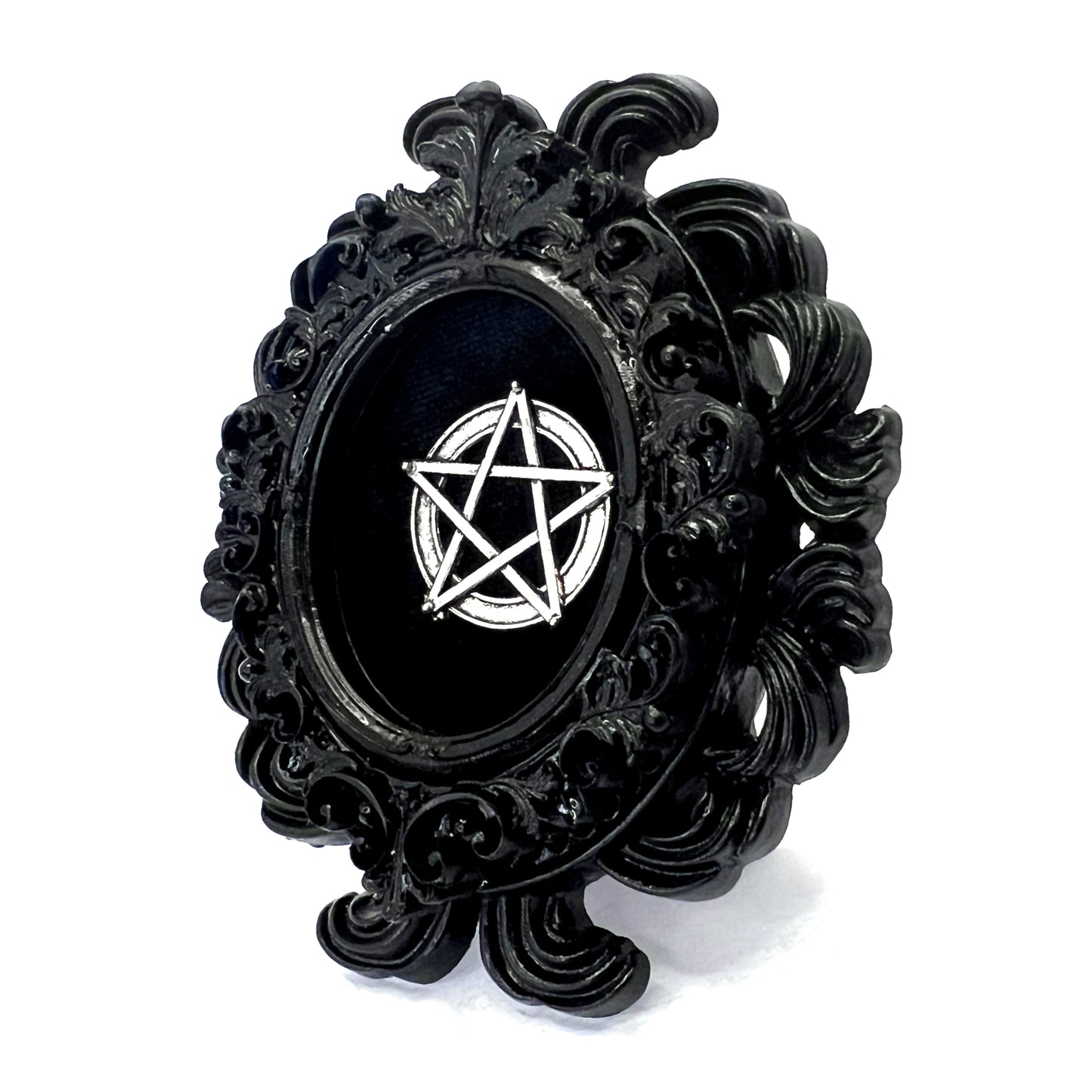 Small Black Oval Frame with Pentacle Gothic Home Deco