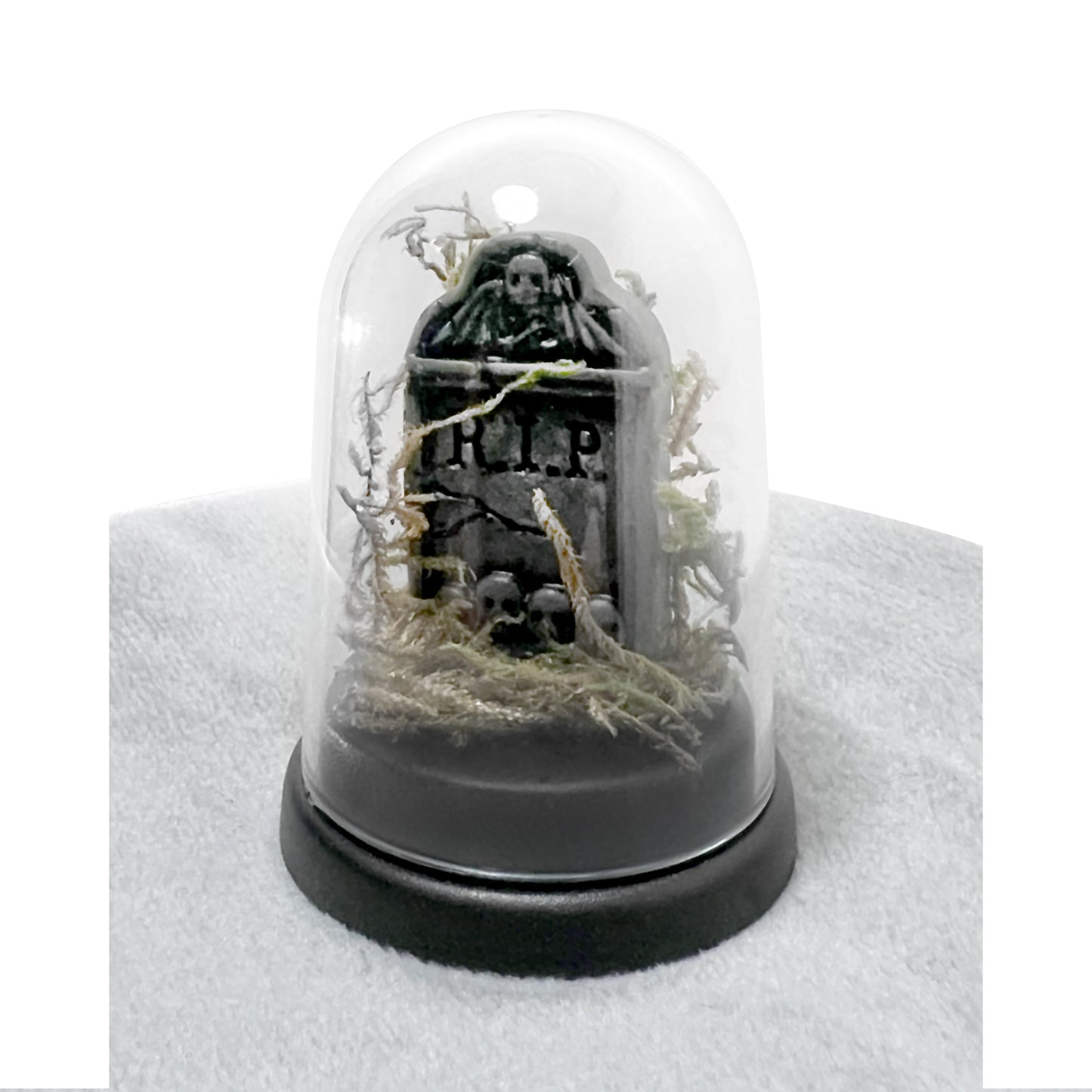Tiny RIP Winged Gravestone Bell Jar