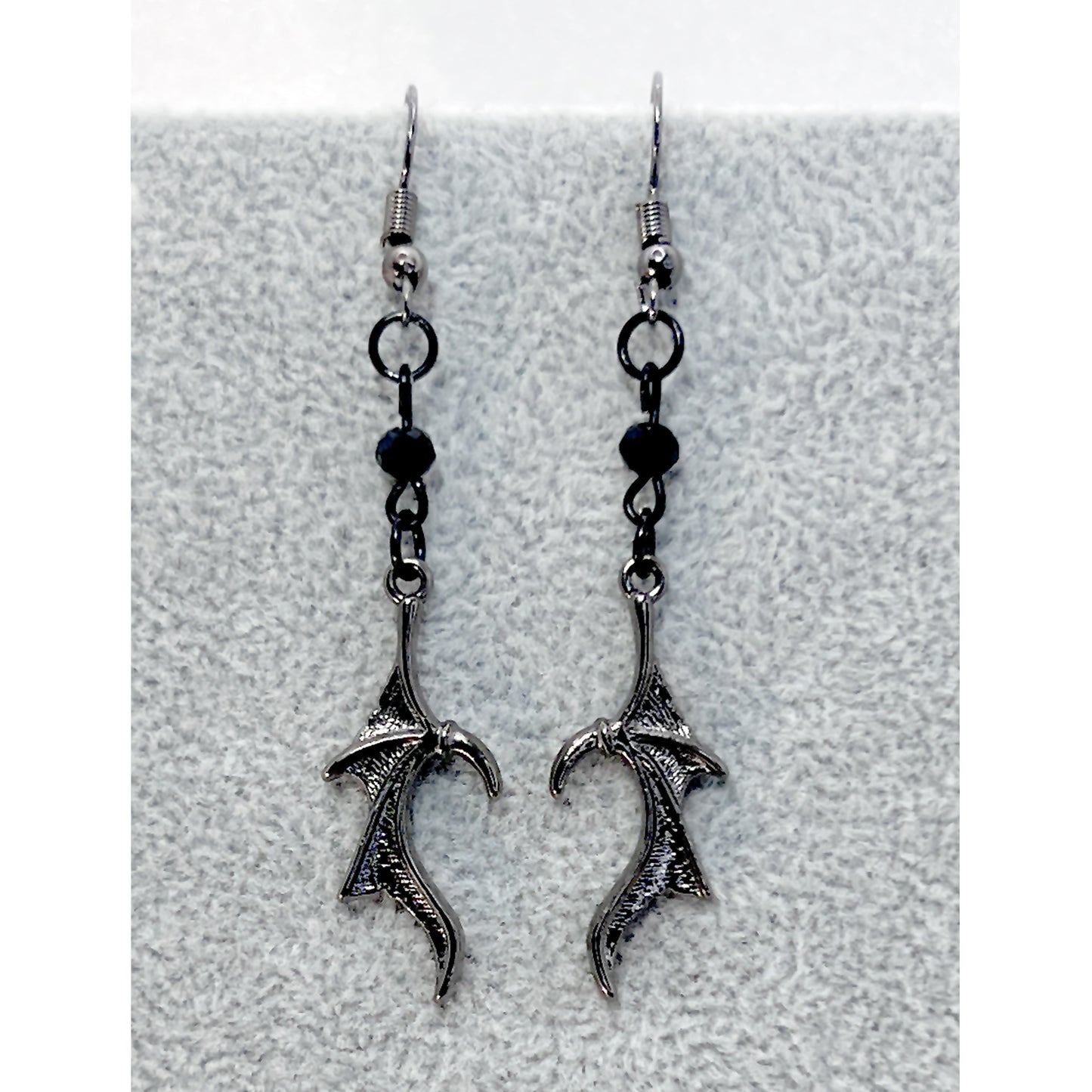 Bat Wing and Bead Earrings