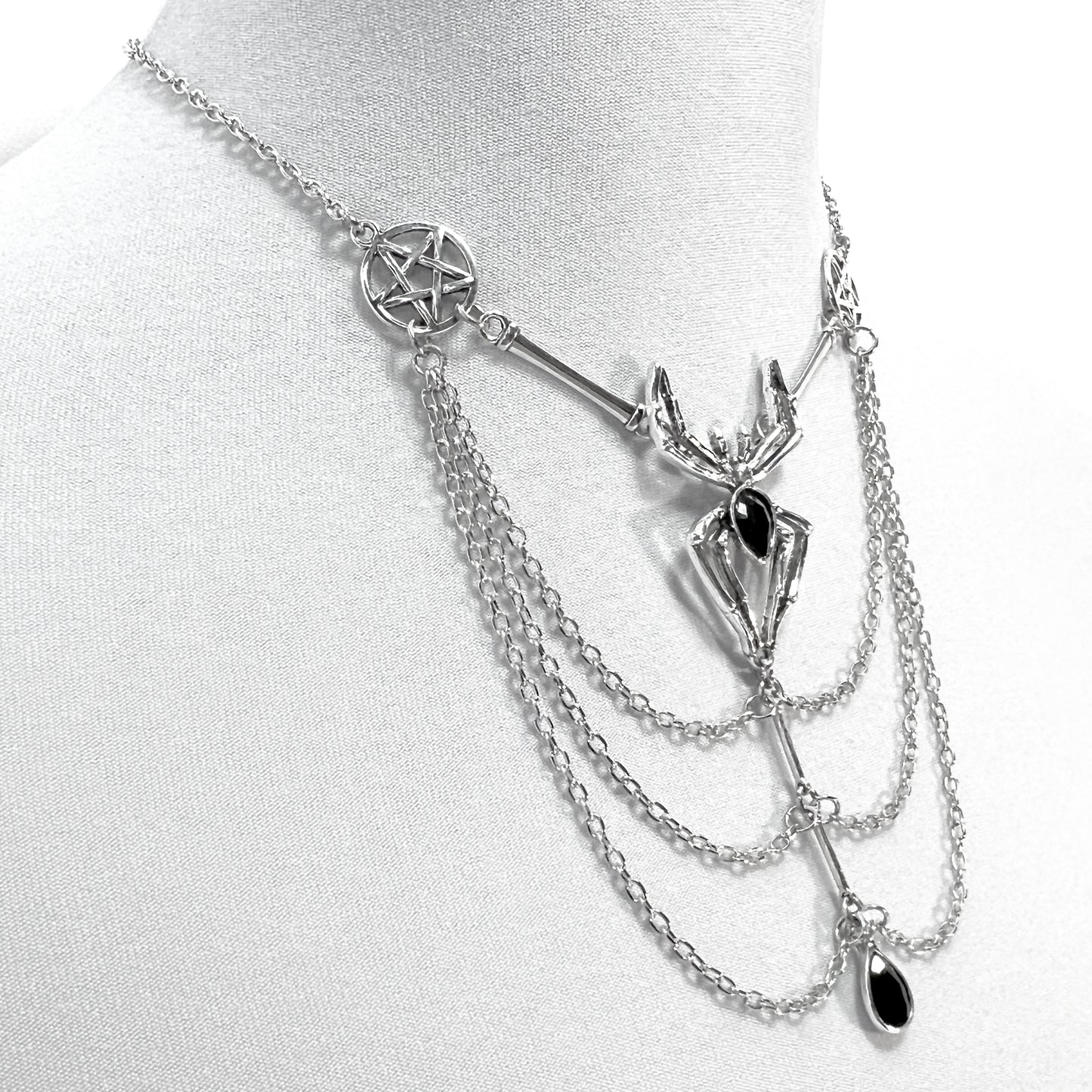 Spider and Pentacles Multistrand Gothic Necklace