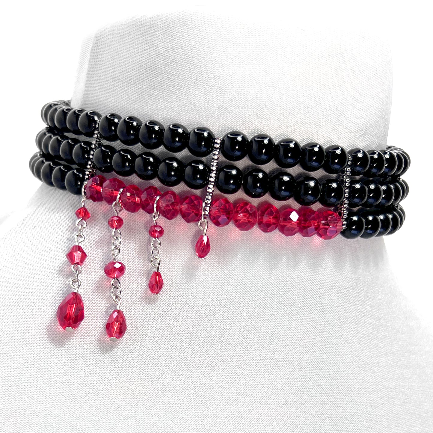 Black and Red Blood Drops Gothic Choker Necklace