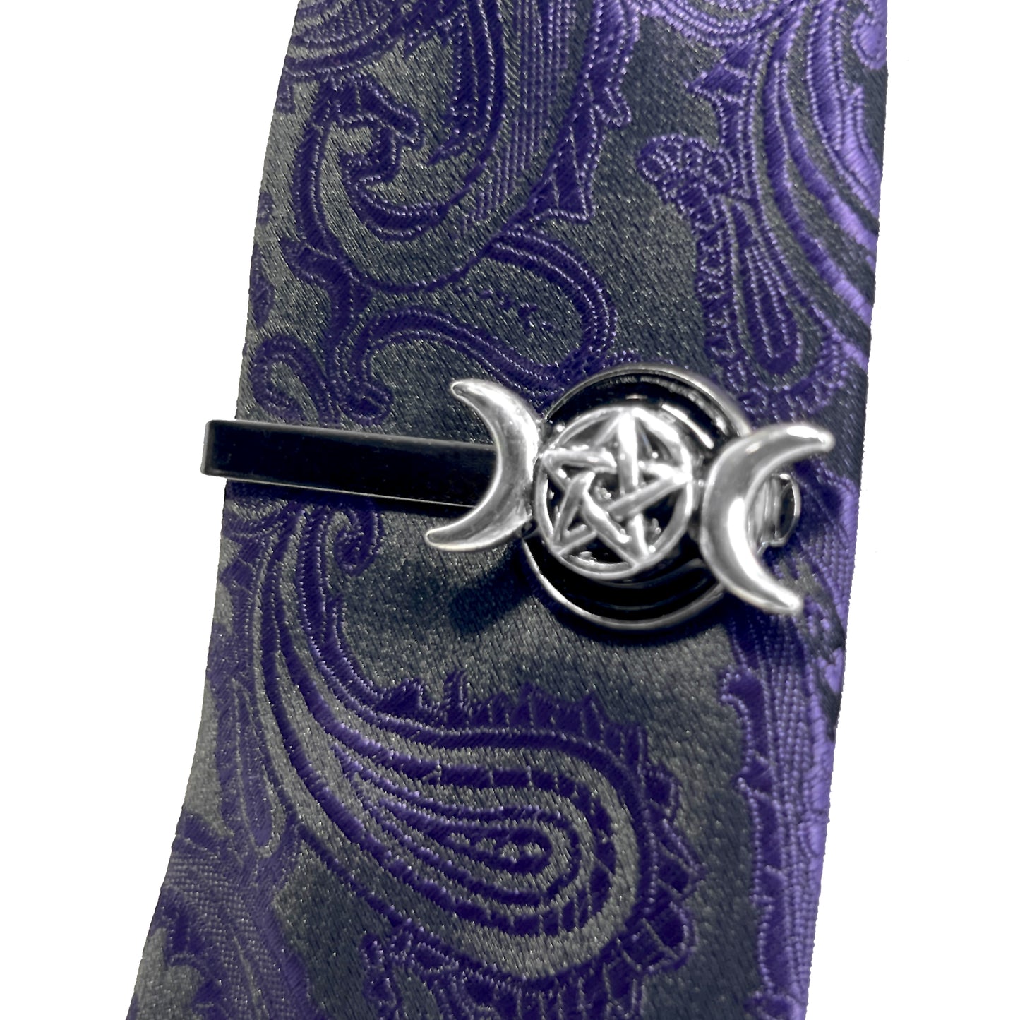 Gunmetal Pentacle and Moons Tie Clip