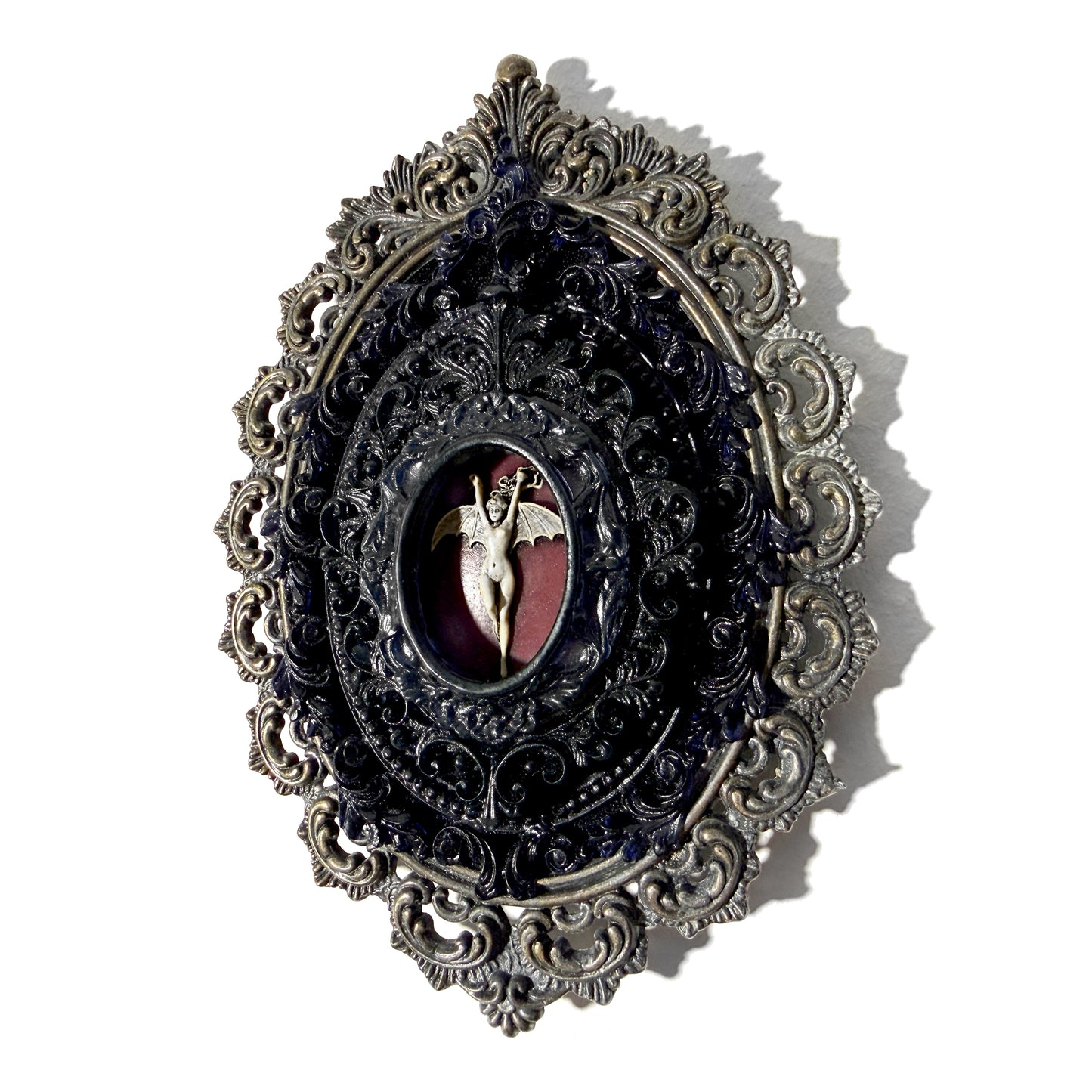 Burgundy Bat Woman Antique Framed Home Deco