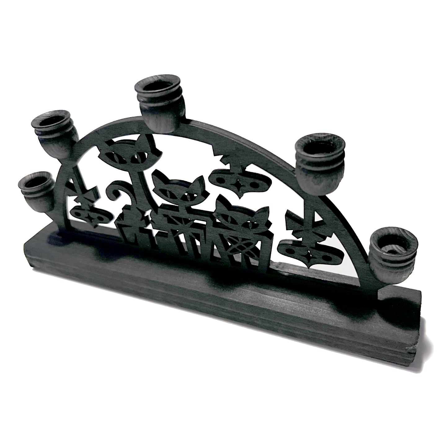 Black Wood Small Christmas Cats Schwibbogen