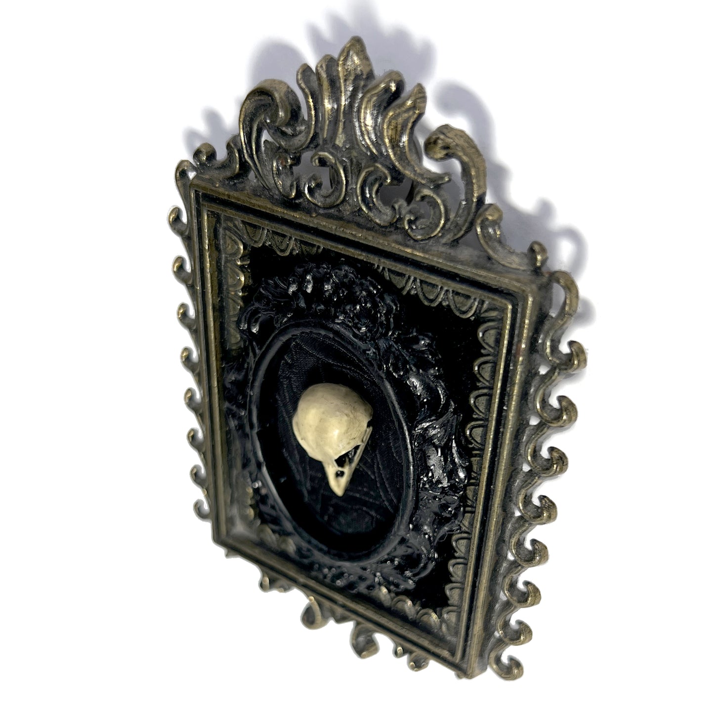 Small Resin Bird Skull Antique Framed Home Deco