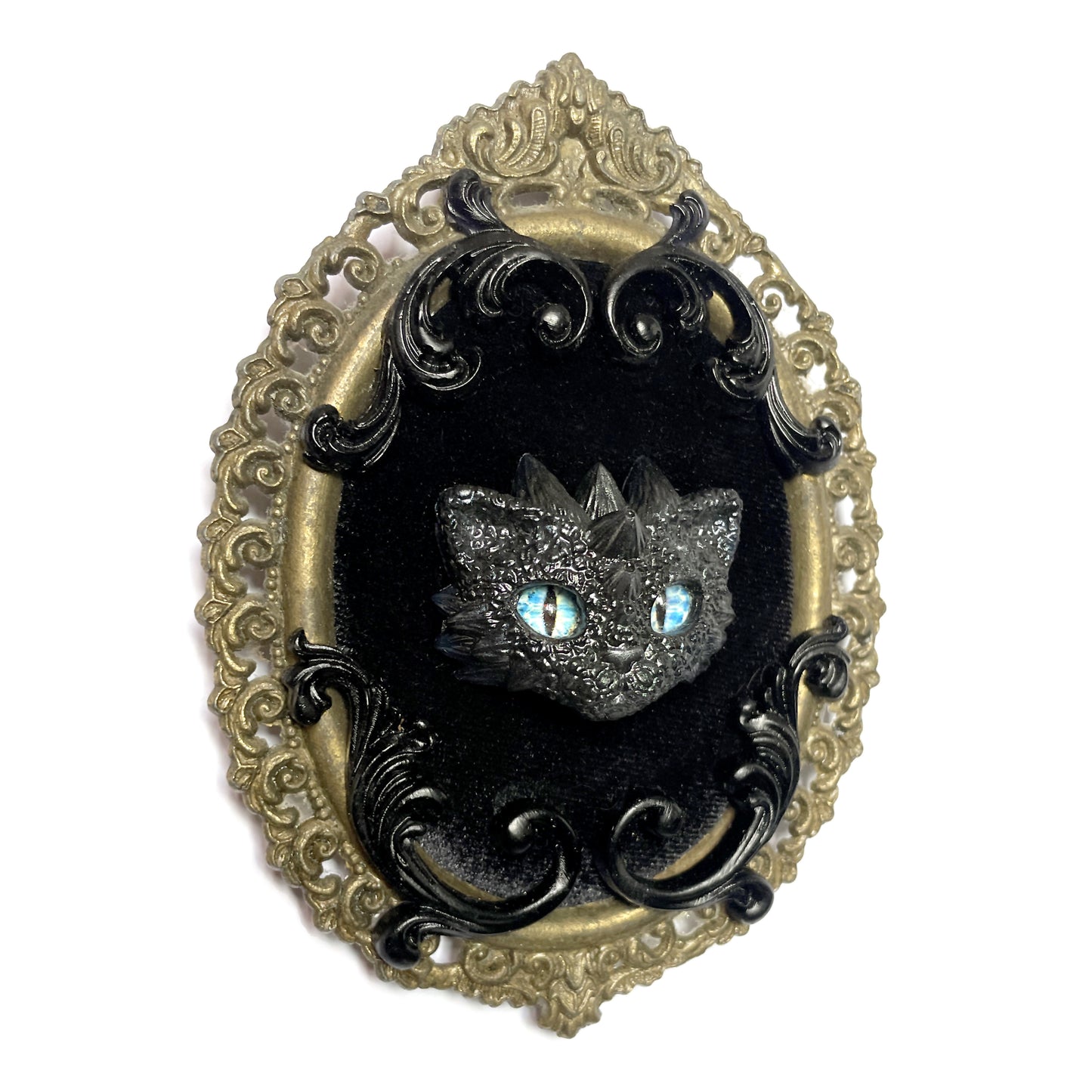 Black Dragon Cat Antique Framed Gothic Home Deco