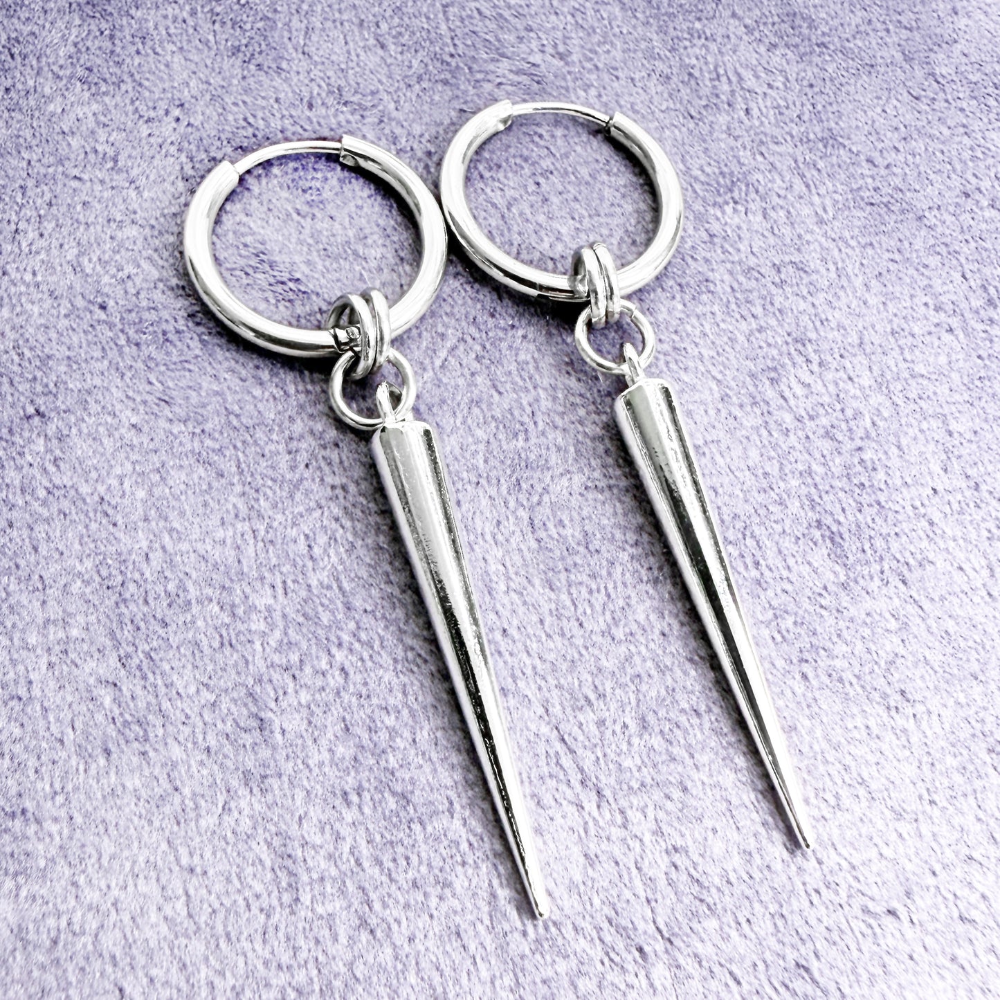 Silver Hoop and Spike Earrings