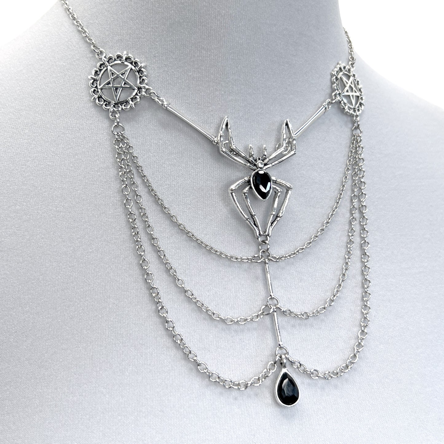 Spider and Pentacles Multistrand Gothic Necklace