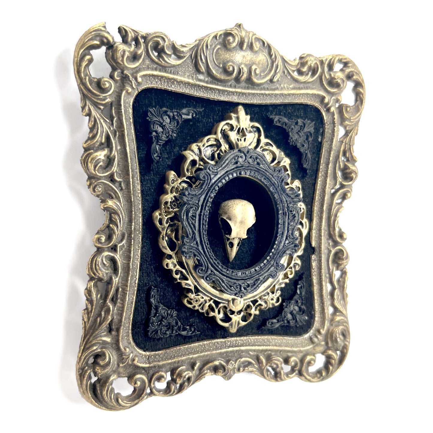 Small Bird Skull Antique Framed Gothic Home Deco