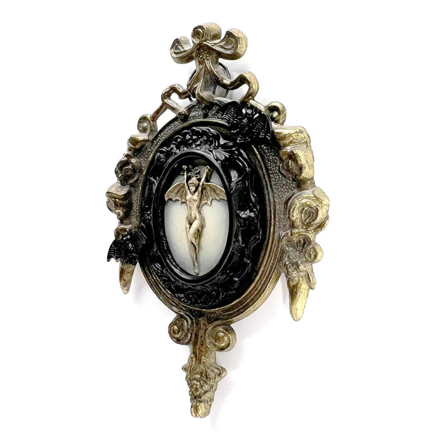 Bat Woman with Bats Antique Framed Home Deco