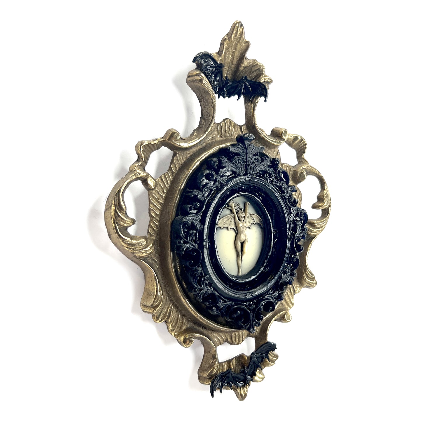 Bat Woman with Bats Antique Framed Gothic Home Deco