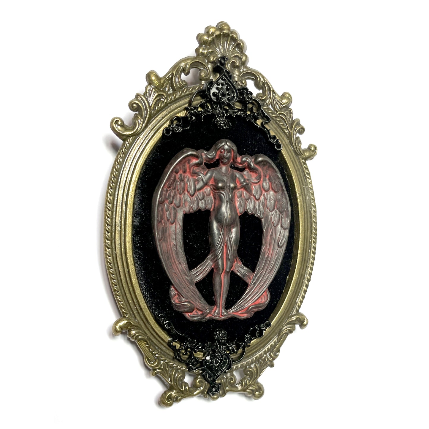 Black and Red Angel Antique Framed Gothic Home Deco