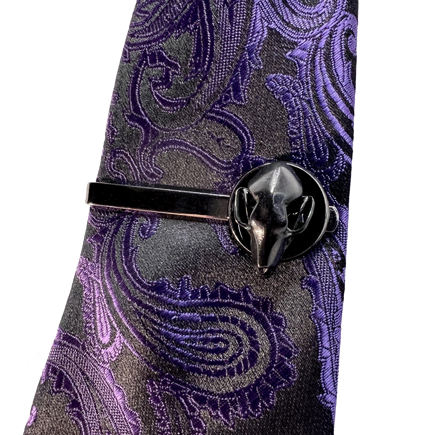 Gunmetal Bat Skull Tie Clip