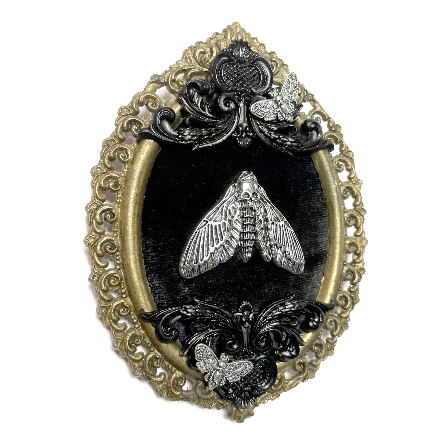 Folded Death Head Moth Antique Framed Gothic Home Deco